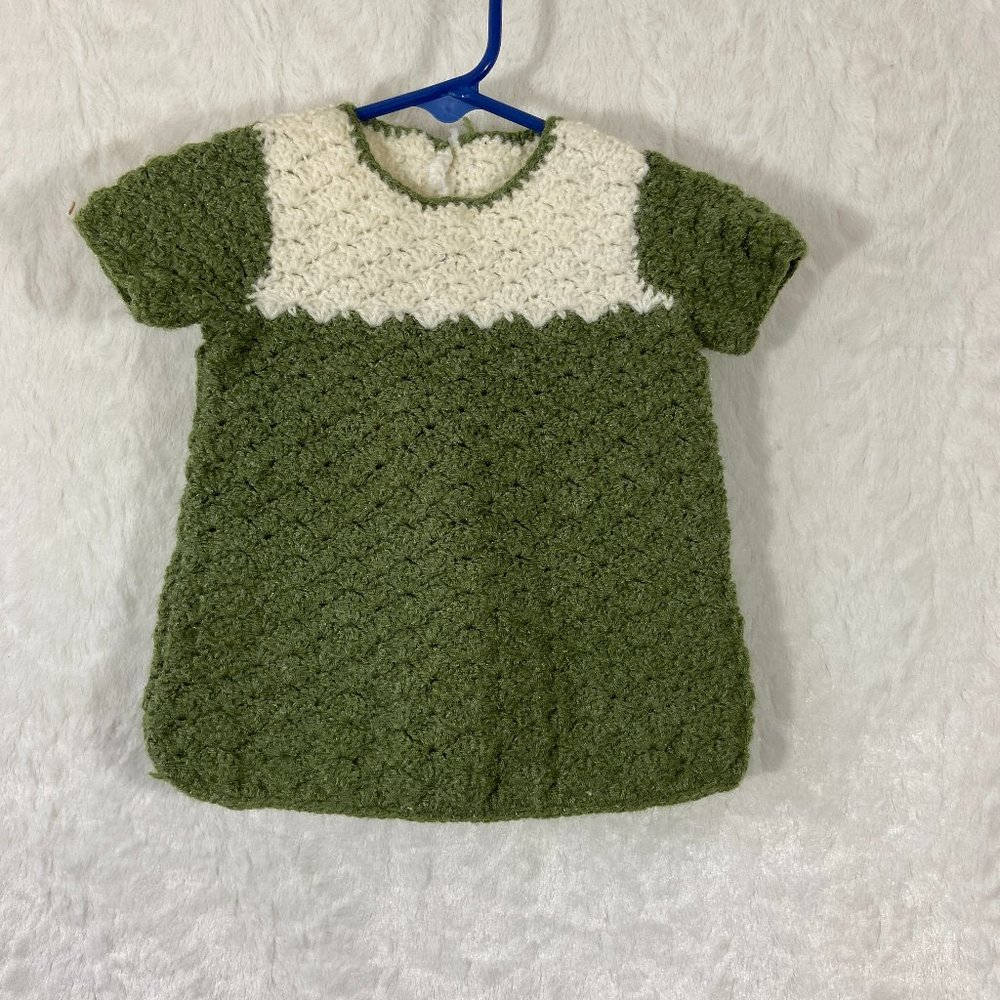 Vintage Handmaid Crocheted Little Girls Baby Dress